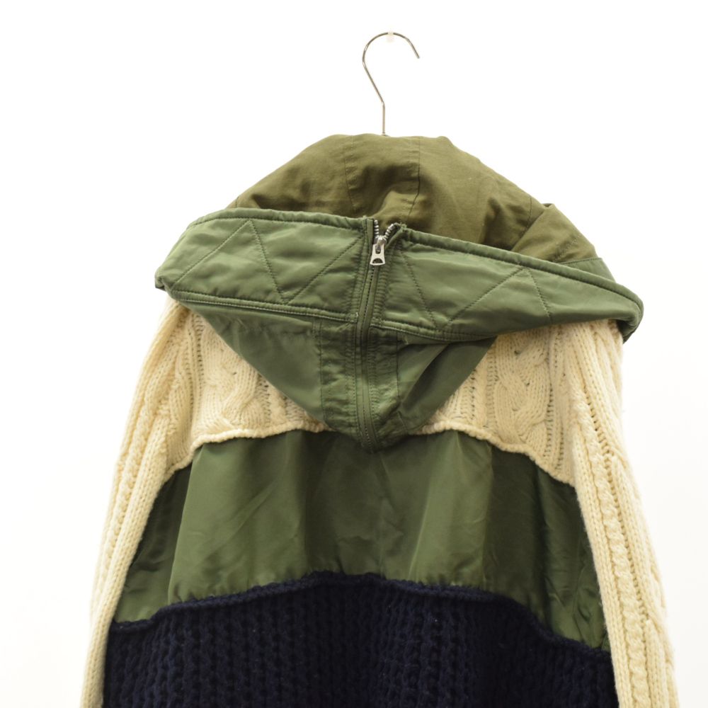 Sacai (サカイ) 19AW CABLE KNIT MA-1 JACKET 再構築 ジップアップ ...