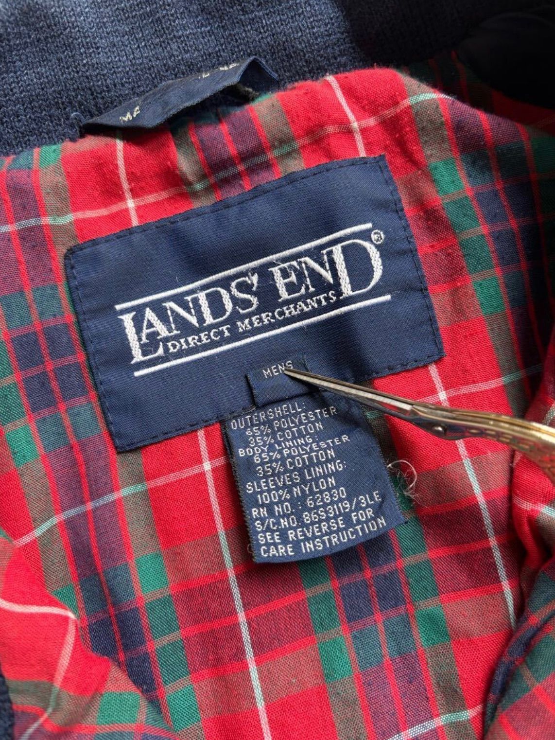 90s LANDS' END ハリントン ジャケット / L ポリ コットン ネイビー