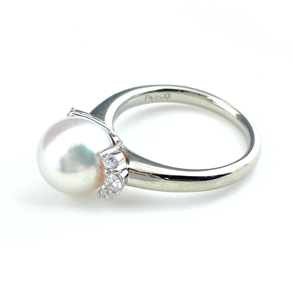 パール デザインリング プラチナ 指輪 メレダイヤ 真珠 リング 9号 Pt900 パール ダイヤモンド レディース
