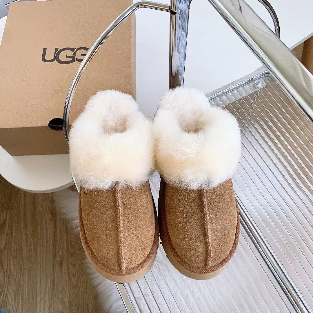 アグ UGG ディスケット シューズ スエード スリッポン厚底スノーブーツソールラバー100%