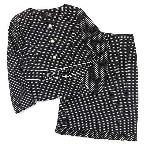 コージワタナベ スティル KOJI WATANABE STYLE スーツ セットアップ ドット ノーカラー ジャケット スカート 黒 ブラック 9