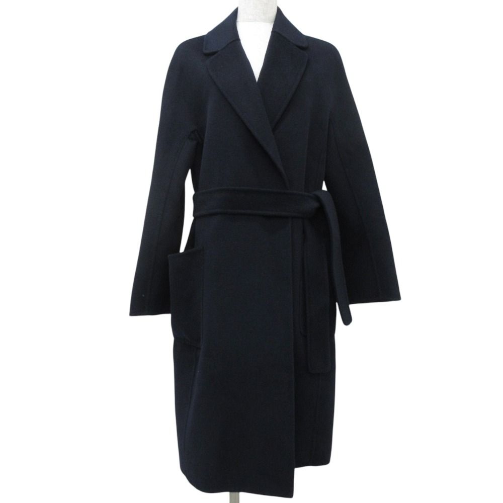 美品 'S MaxMara Sマックスマーラ リュドミラタイプ ウール カシミヤブレンド リバーロングコート 901603936 07 サイズ40 ネイビー レディース 古着 中古 USED 美品 'S MaxMara Sマックスマーラ リュドミラタイプ ウール カシミヤ