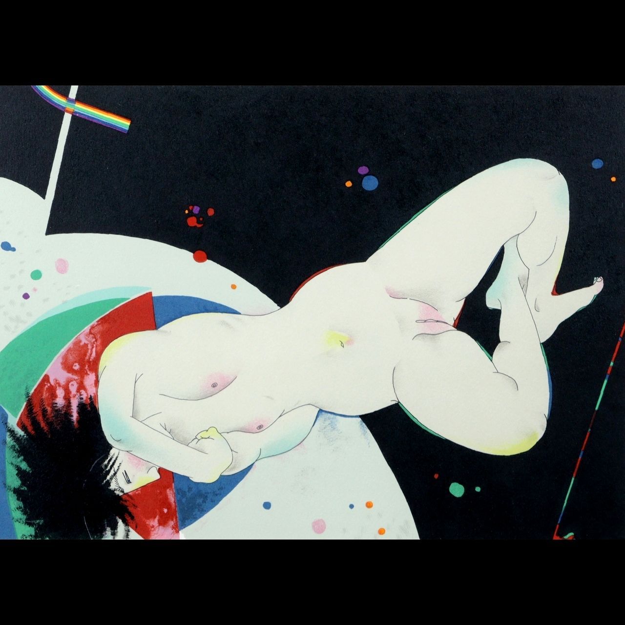 中島千波 裸婦幻影 石板画 66|75 直筆サイン 唐物 骨董 古美術 楾 N37-OQ