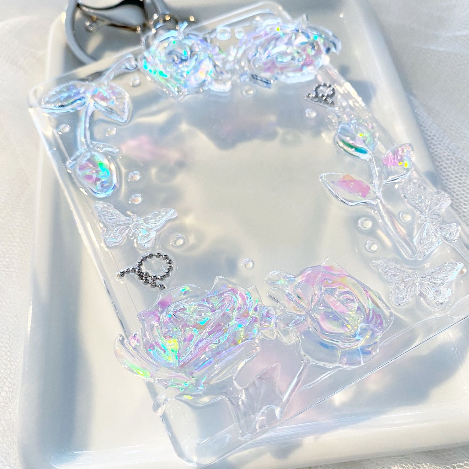 トレカケース キーホルダー デコ レジン オーロラガーデン