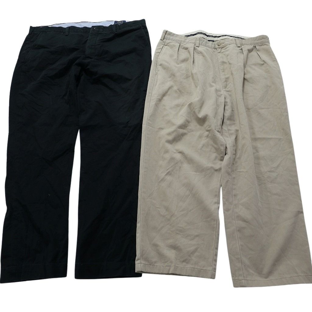 古着卸 ラルフローレン ポロ チノ パンツ 7枚セット メンズ 38 40 ブラック グレー ベージュ ２タック 古着 NB9847 KIN-KAAI_COM