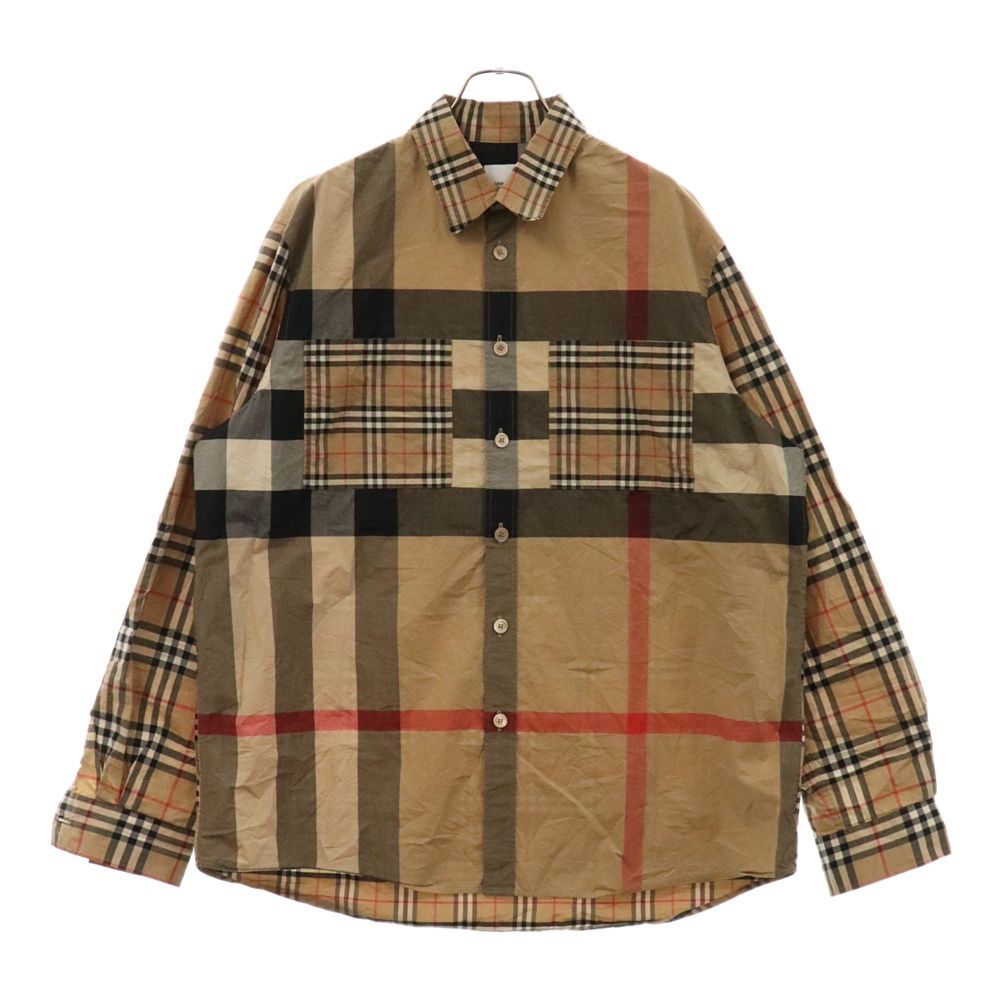 BURBERRY (バーバリー) 20AW ノバチェック パッチワーク 長袖シャツ ベージュ 8032268