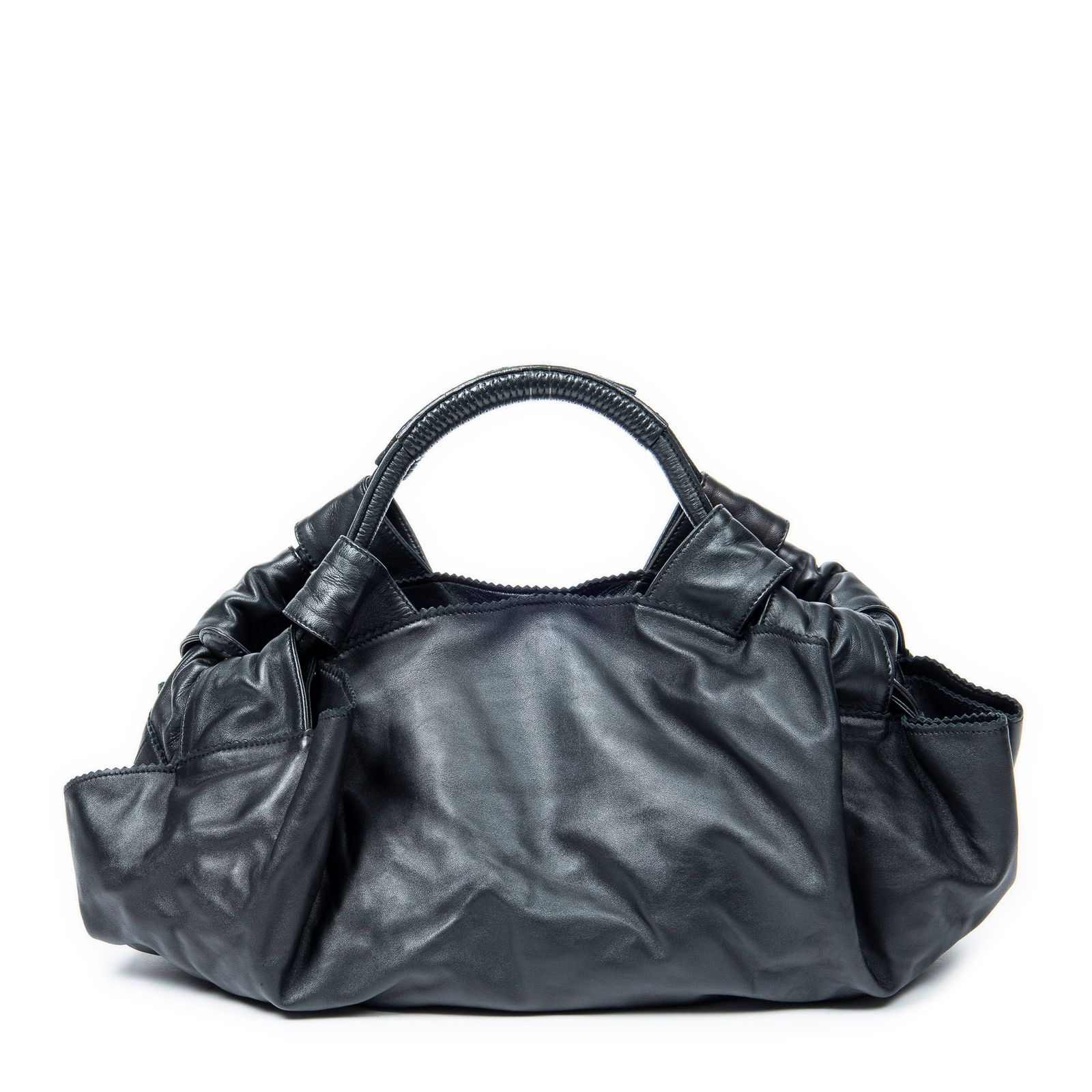 ロエベ中 エアホーボ黒カーフスキンレザーA