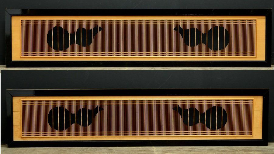 蔵A4765 建具 欄間 格子 瓢箪透文 一対 古民家座敷