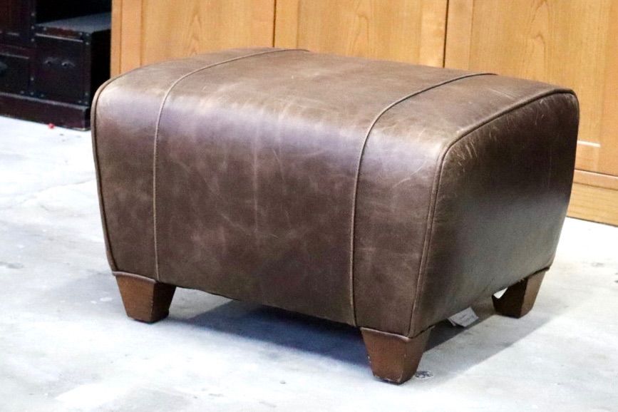 GMIK558C○Pottery Barn | ポッタリーバーン マンハッタンレザー オットマン スツール 本革 アメリカ ヴィンテージ