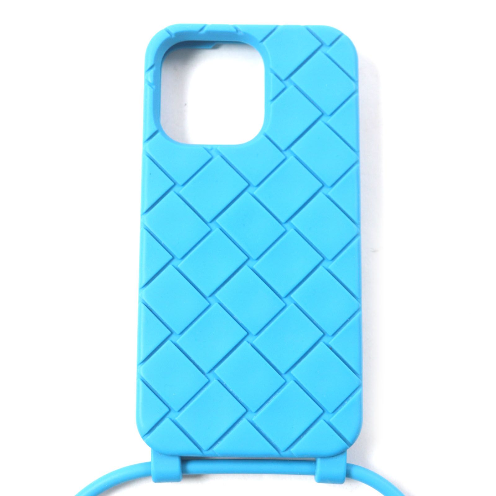 BOTTEGAVENETA ボッテガヴェネタ 733830 携帯ストラップ シリコンケース スマホケース スマホカバー iPhoneケース ブルー 14Pro メンズ