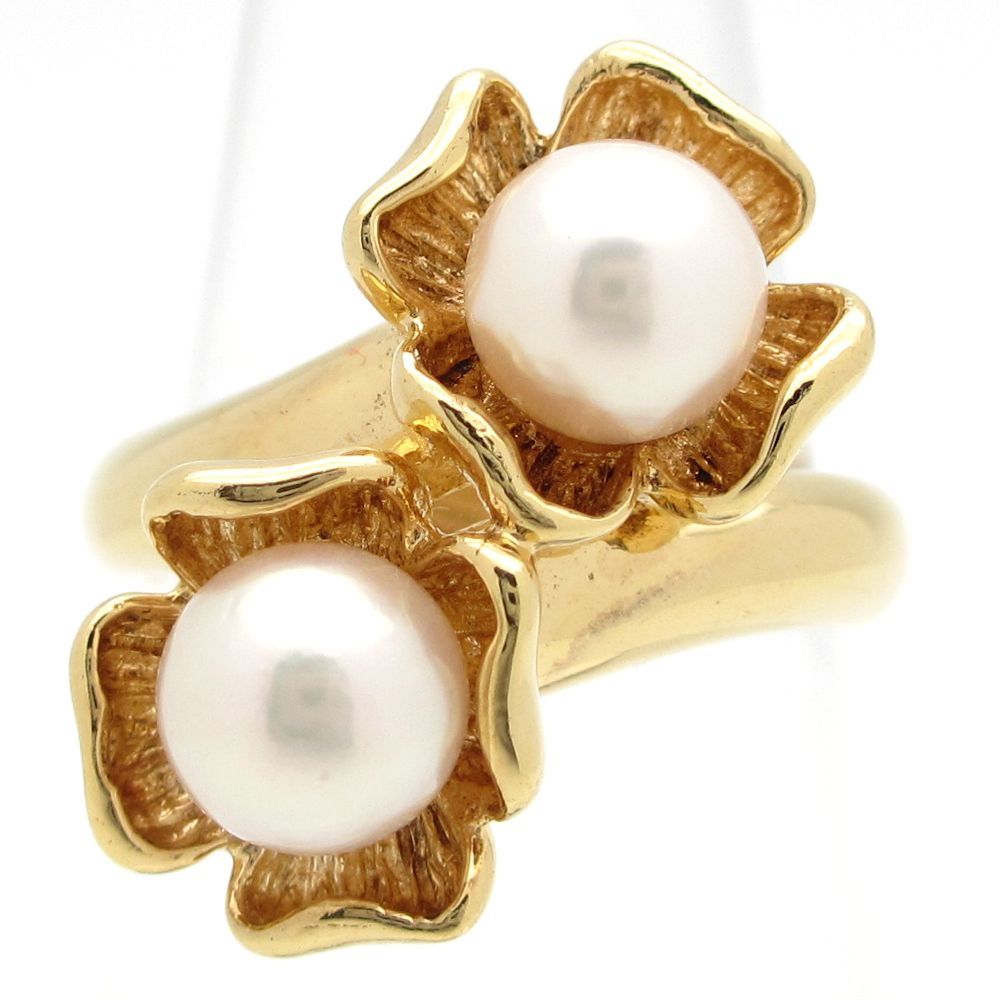 K18 ゴールド フラワーリング パール