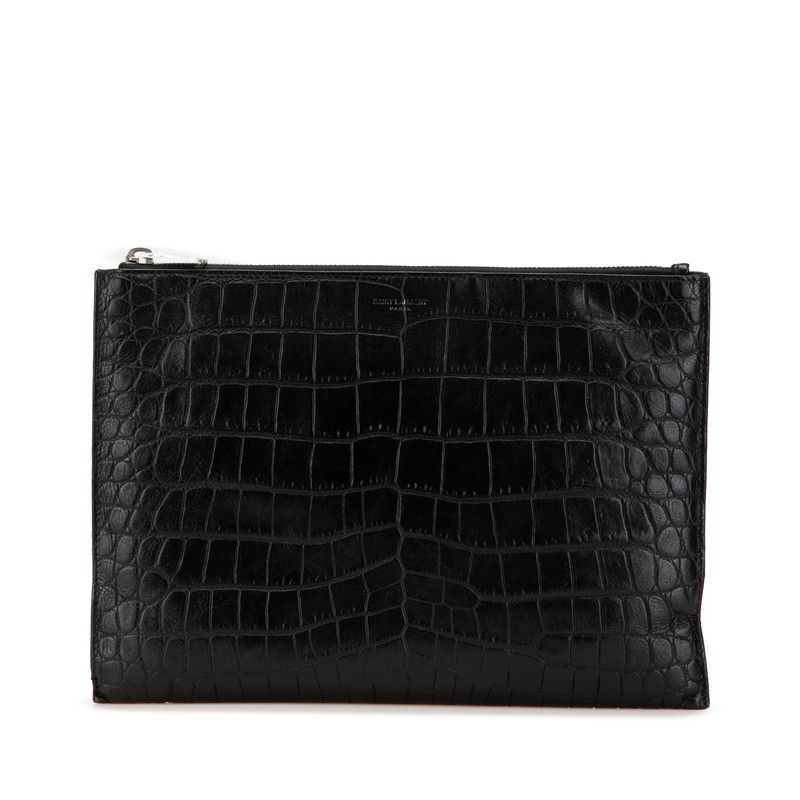 サンローラン クロコ型押し クラッチバッグ セカンドバッグ 39729 ブラック レザー メンズ SAINT LAURENT 1-0207057