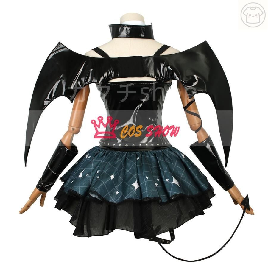 ボーカロイド 初音ミク あらいぐまラスカル 悪魔 PU革 コスプレ衣装 cosplay 仮装 翼付き ウィッグ追加 イベント クリスマス ハロウィ