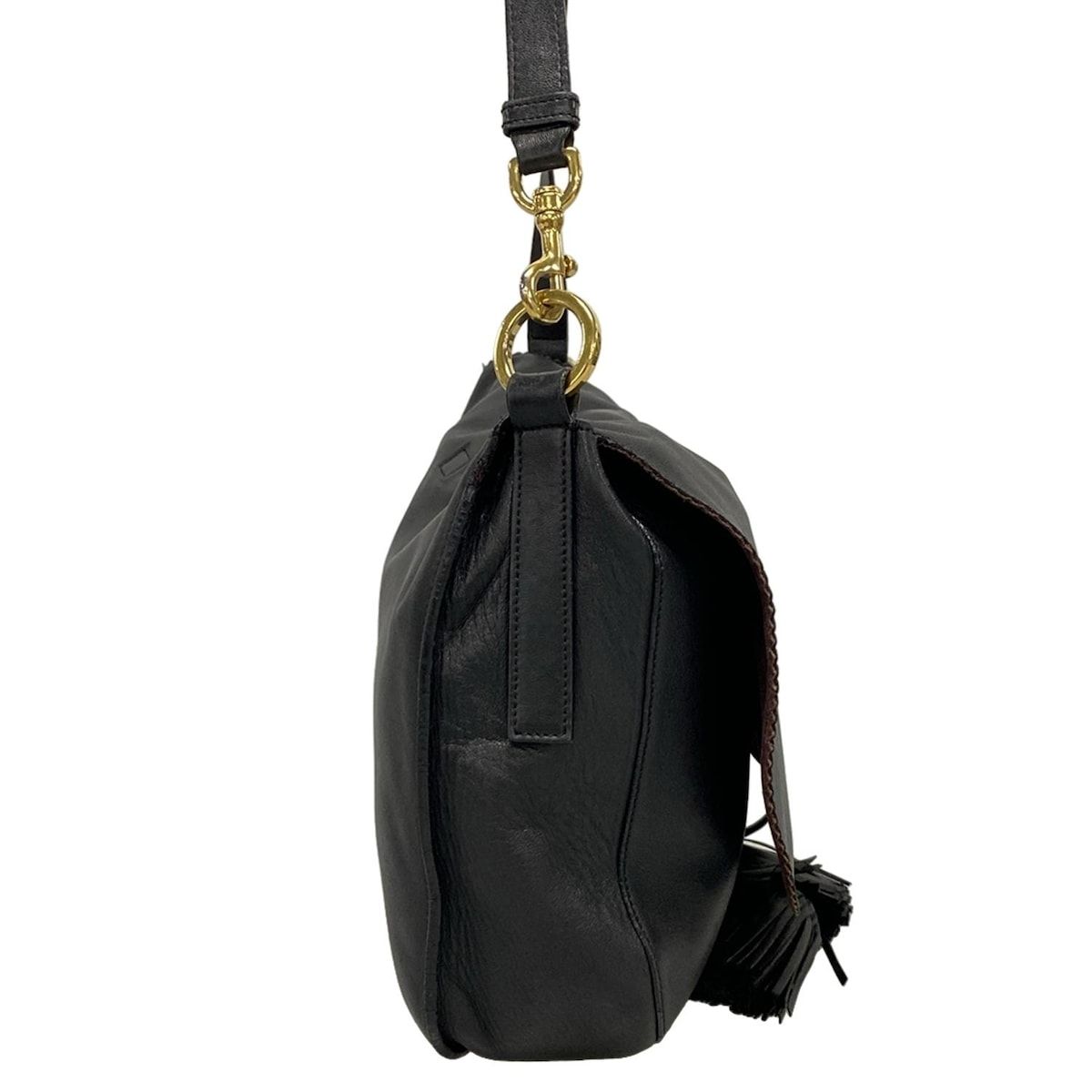 LOEWE ロエベ ショルダーバッグ - 315.82.E29 黒 タッセル アナグラムパンチング レザー