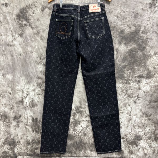 国内配送【MARINE SERRE 】 MOON レーザー デニム ジーンズ Moon Laser Denim Straight Jeans • Marine Serre
