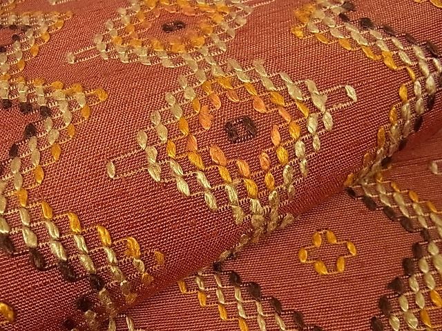 平和屋2□極上 本場琉球 読谷山花織 紬地 九寸名古屋帯 逸品 未使用