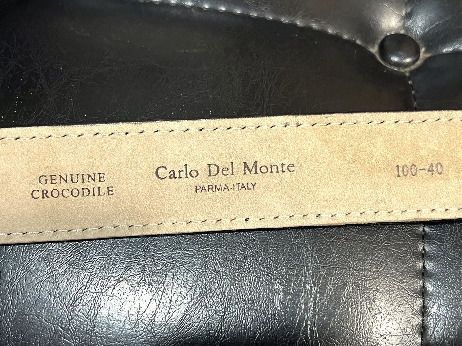 美品 高級 本ワニ革 Carlo Del Monte イタリア製 クロコダイル ベルト 
