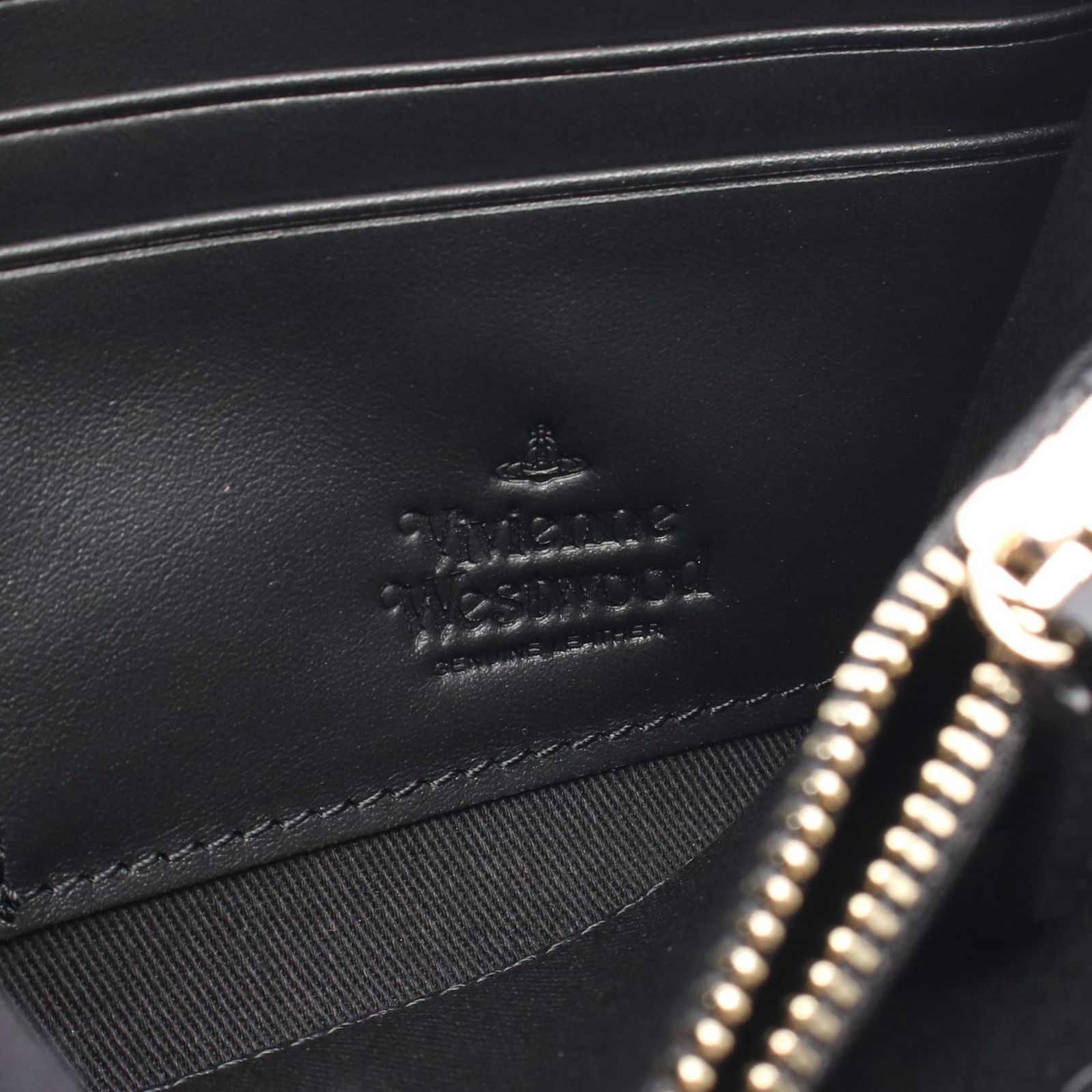 【極美品】ヴィヴィアン 財布 黒 オーブ ラウンドジップ コンパクト ロゴ ヴィヴィアンウエストウッド Vivienne Westwood 長財布 レザー