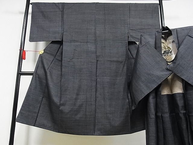 平和屋-こころ店男性　紬　アンサンブル　格子柄　正絹　逸品　AAAE9091Bzg