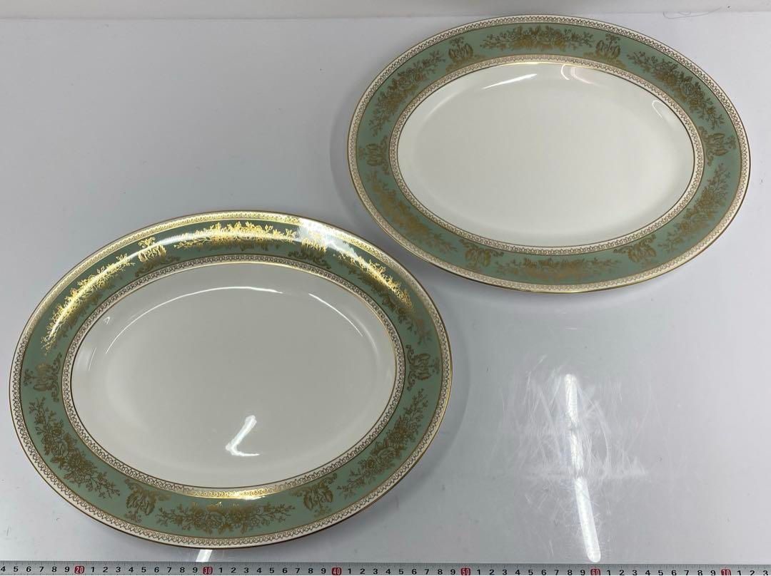洋3ウェッジウッドコロンビアセージグリーン オーバルプレート4枚