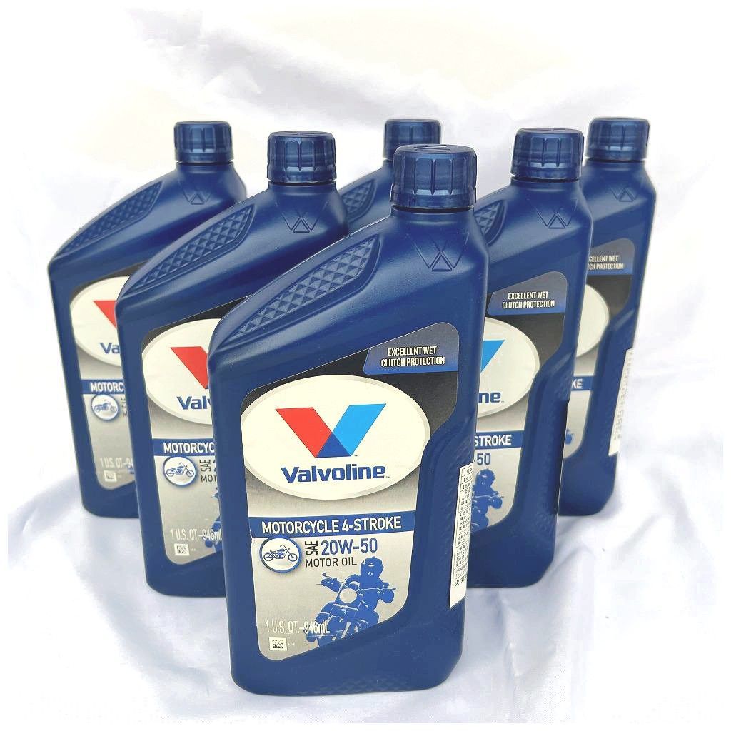 宅配便発送 Valvoline バルボリン 4-Stroke Motorcycle 4ストローク モーターサイクルオイル 20W-50 SL 1QT 946ml お買得6本セット