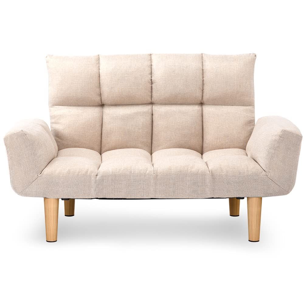 アイリスプラザ ソファ ソファー ローソファ 14段階リクライニング 幅約108cm 2WAY ロボット掃除機が通れる ローソファー ひとり暮らし シンプル コタツ用 こたつ用 コンパクト 省スペース ファブリック 木脚 ソファー ベージュ