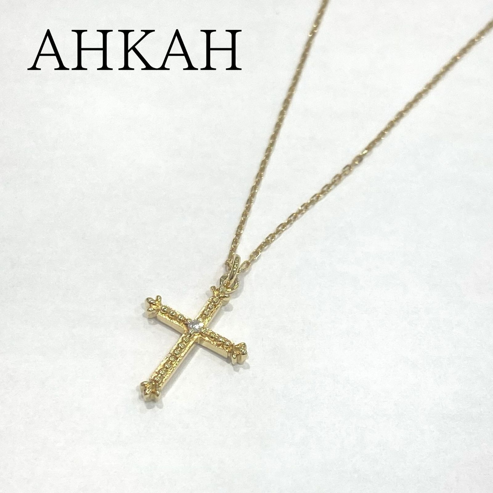 AHKAH K18 ダイヤモンド クレオクロスネックレス（クレオクロス