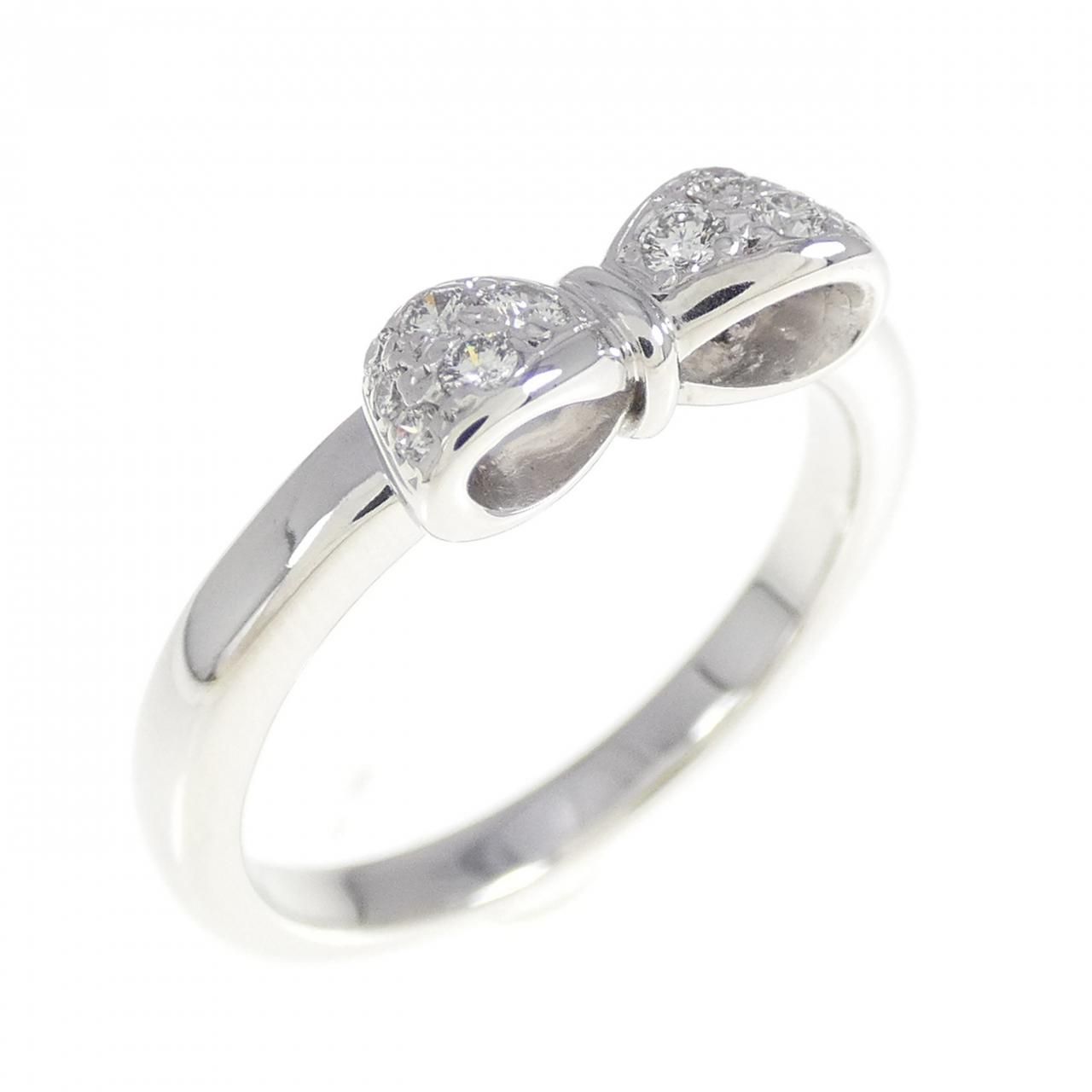 K18WG リボン ダイヤモンド リング 0.11CT