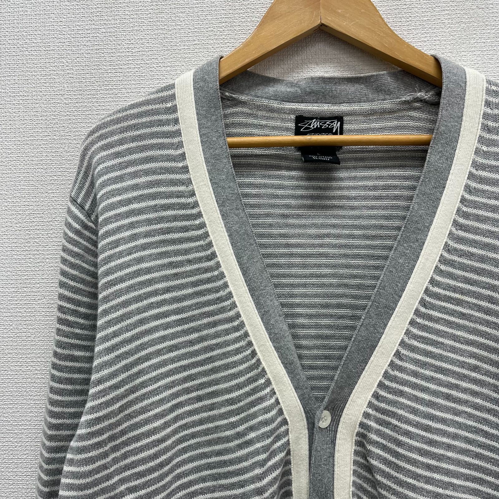 STUSSY ステューシー ボーダー カーディガン L 10122698 - メルカリ