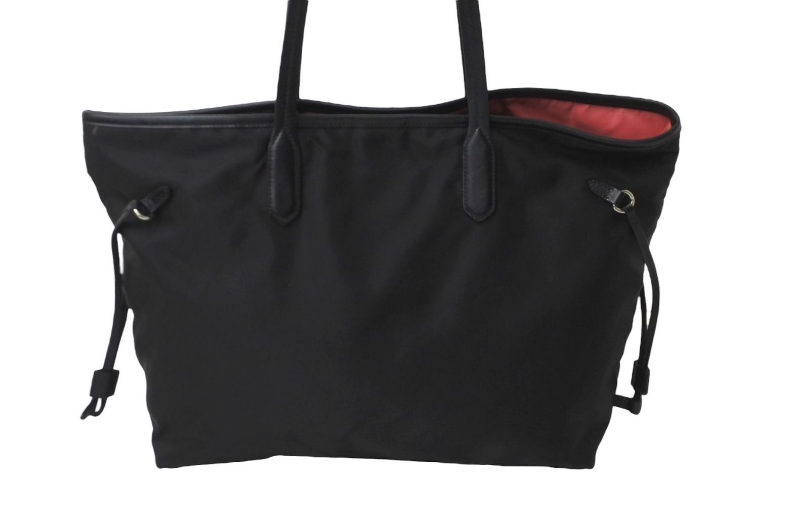 PRADA プラダ トートバッグ 肩掛け BR4001 ナイロン テスート レザー ブラック ピンク シルバー金具 美品 中古 62307
