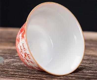 未使用品 祥竜三才蓋碗 茶器 景徳鎮 白磁陶磁 茶碗 湯呑 煎茶