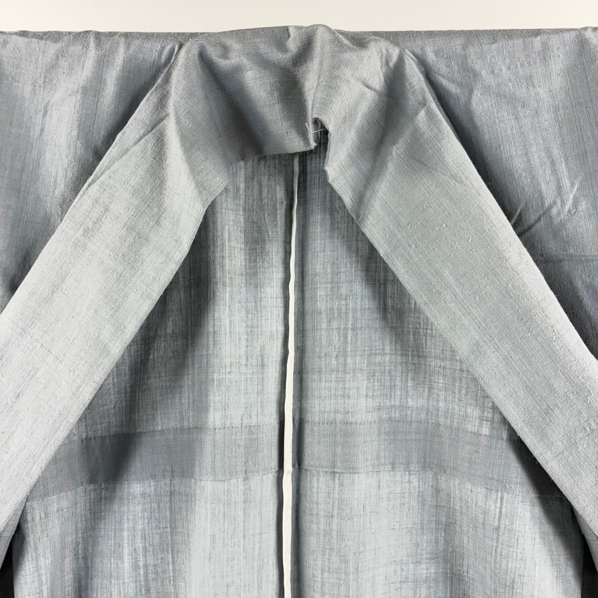 結城紬 身丈164.5cm 裄丈68cm L 単衣 本場結城紬 奥順 証紙 青灰色  