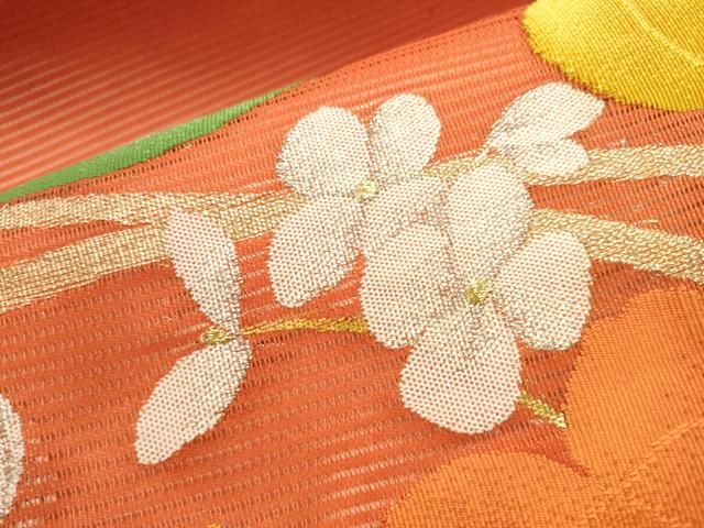 平和屋着物＊夏物 九寸開き名古屋帯 蔦の葉花文 金銀糸 正絹