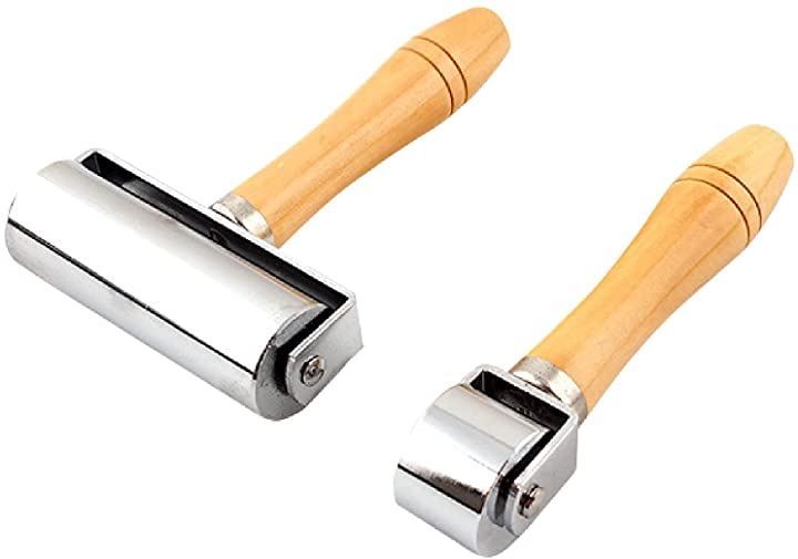 Famimueno 革 ローラー 革細工 道具 DIY 壁紙 クロス 床紙はり 押さえ 圧着 重量 25ｍｍと100ｍｍのセット( 25ｍｍと100ｍｍのセット)