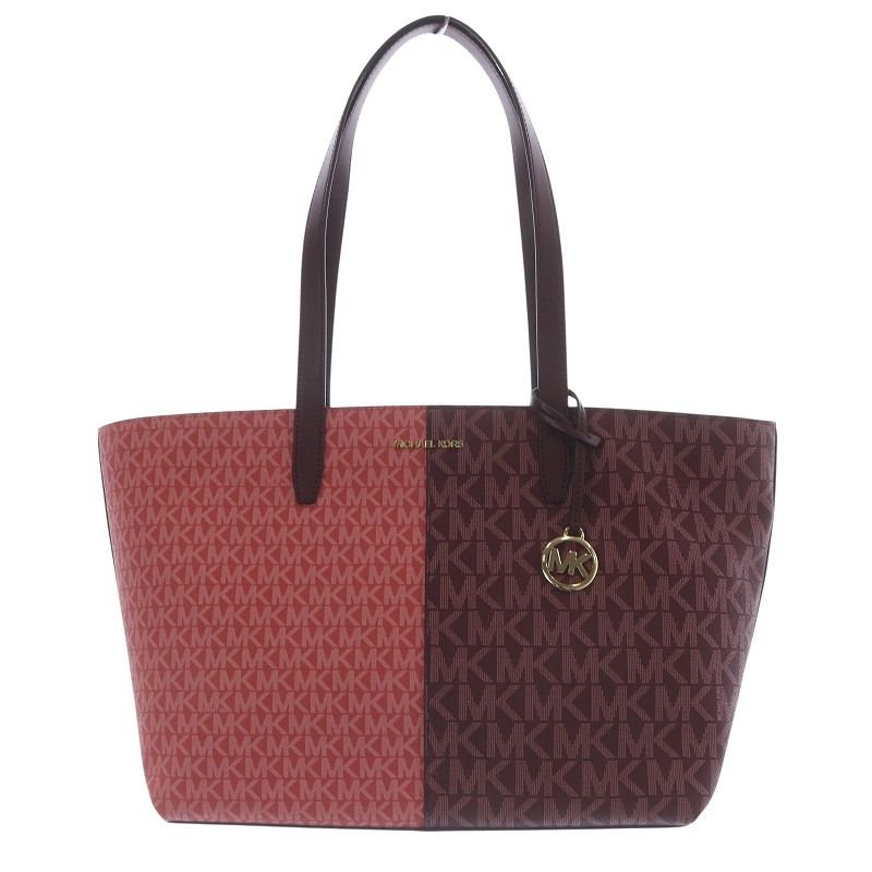 マイケルコース MICHAEL KORS 24年 JET SET TRAVEL ツートーン MKシグネチャー トートバッグ ハンドバッグ ピンク エンジ