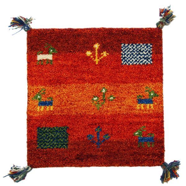 ギャッベ チェアパッド/椅子クッション 【約40×40cm オレンジ】 ウール1