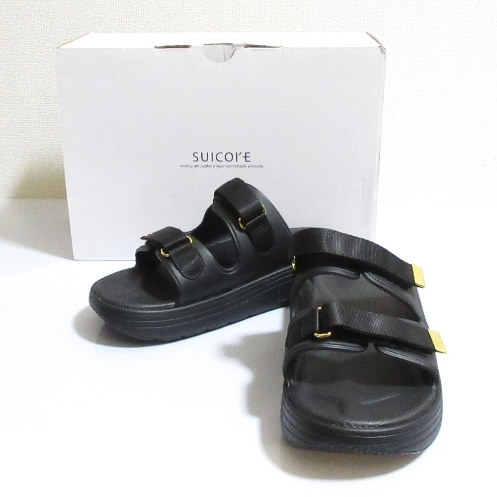 SUICOKE スイコック ×ドゥーズィエムクラス 別注 ZONA グログランダブルストラップ サンダル 24cm ブラック レディース 古着