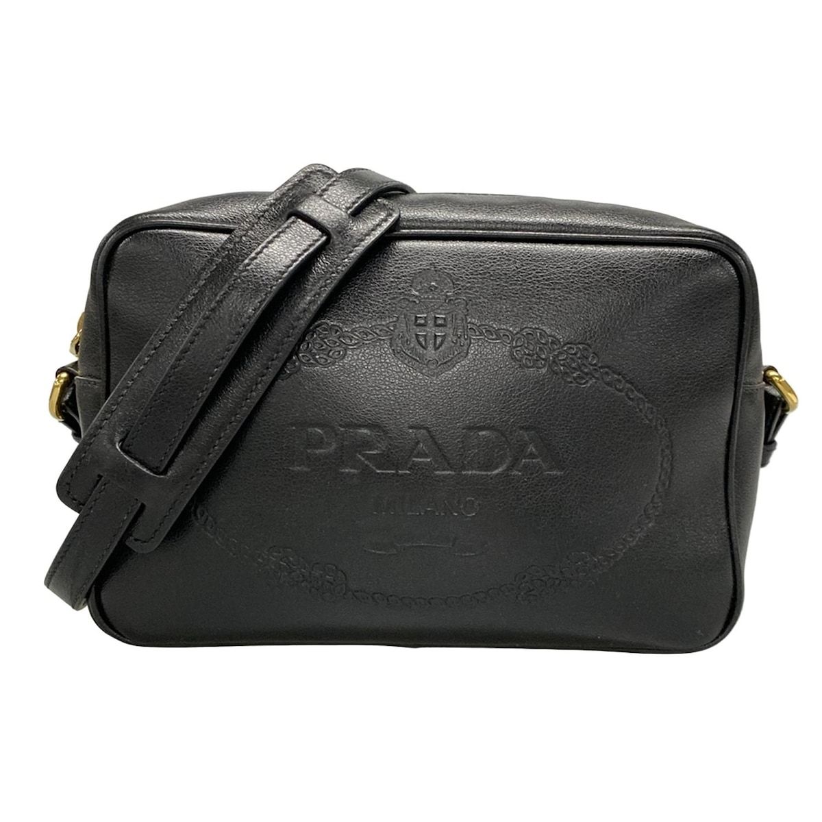 PRADA プラダ ロゴ型押し レザー ショルダーバッグ PRADA プラダ ロゴ ショルダーバッグ レザー レディース [中古