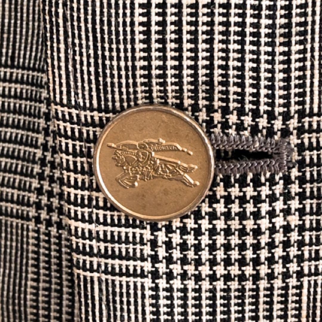 Burberrys バーバリー ジャケット チェック 金ボタン グレー 麻 - メルカリ