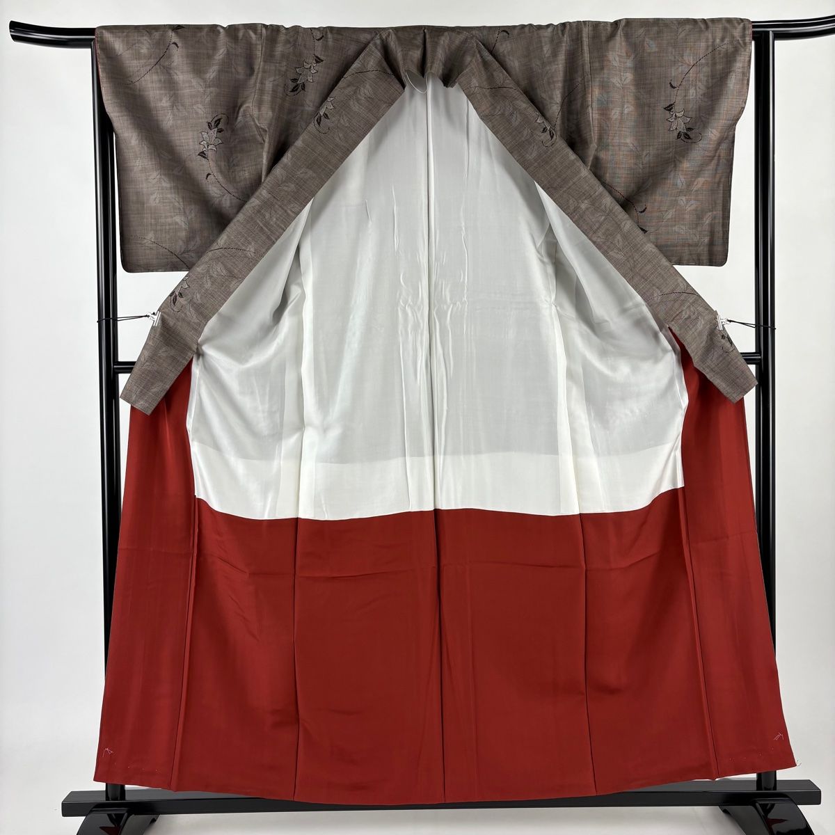 平和屋着物▽上質な紬 単衣 舞蝶文 正絹 逸品 AAAW7845fy