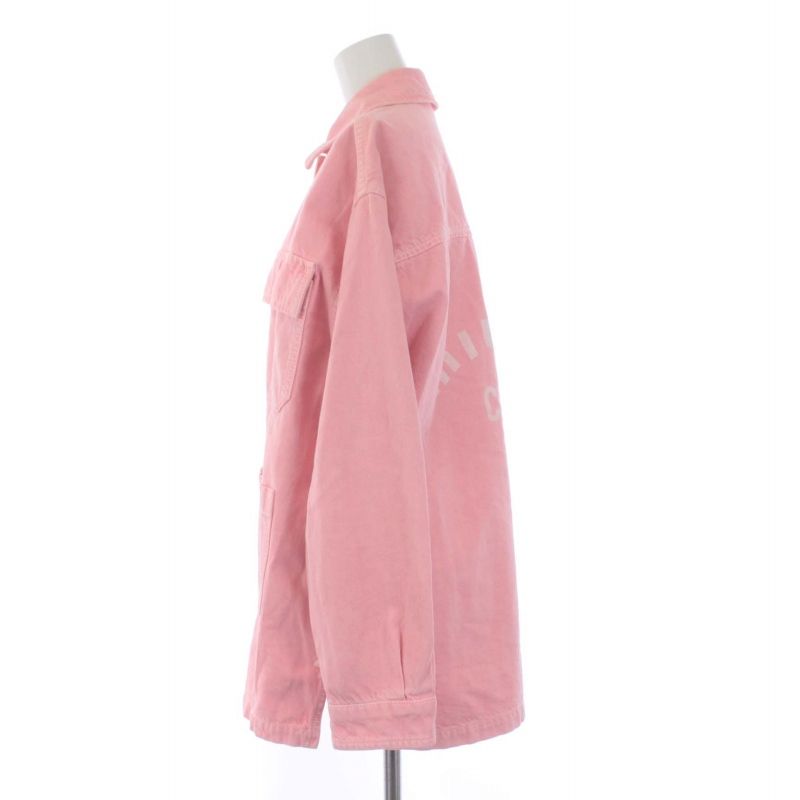 MIU MIU 21年 後染めデニムブルゾン カバーオール ピンク バックロゴ 21年モデル MIU MIU バックロゴ デニムジャケット ブルゾン ピンク
