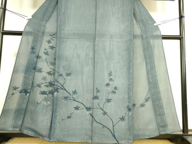 平和屋着物▽訪問着 無双 紗袷 紗×絽 枝花に休み鳥 正絹 逸品 未使用