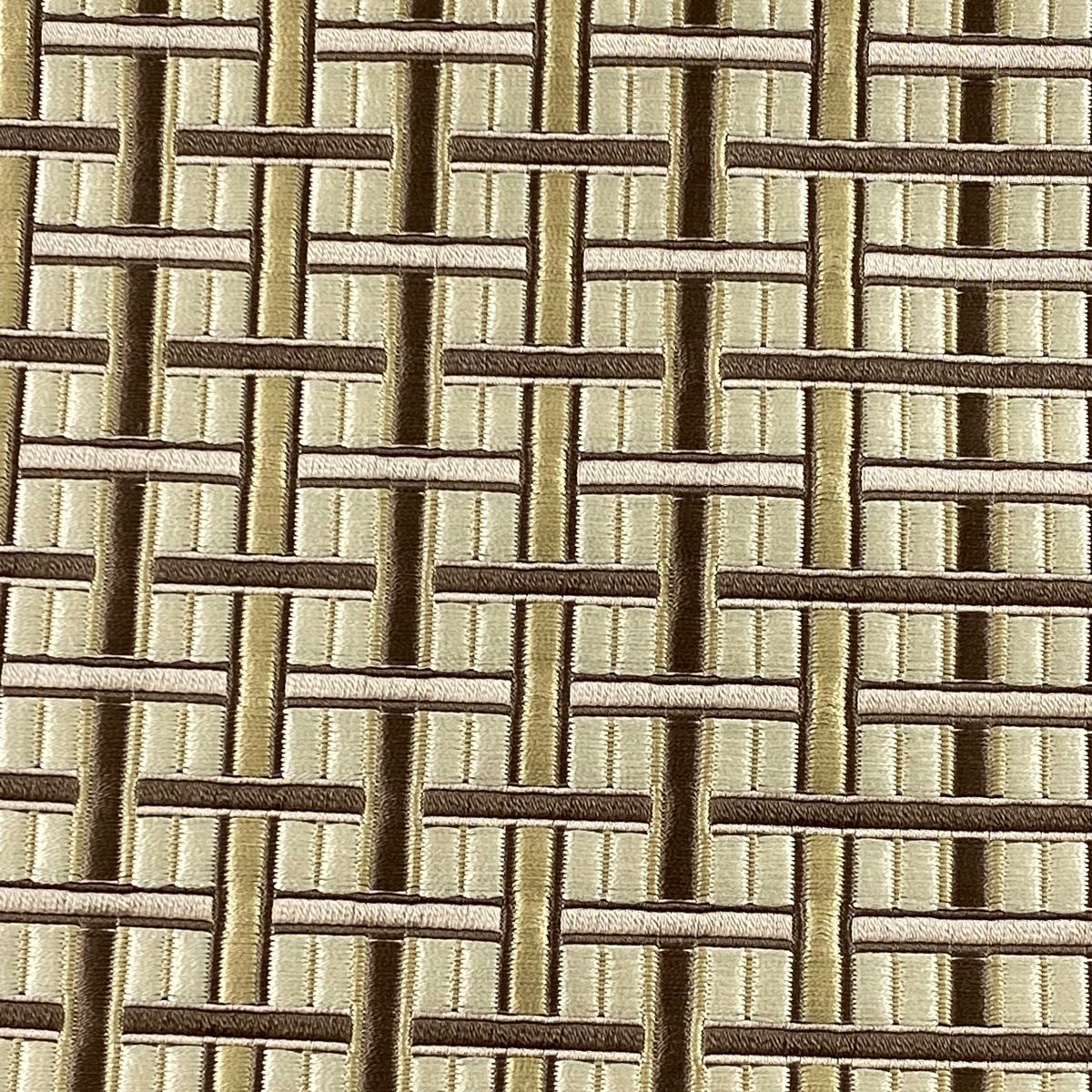 名古屋帯 秀品 八寸名古屋帯 松葉仕立て トンネル仕立て 幾何学模様 格子 クリーム 正絹