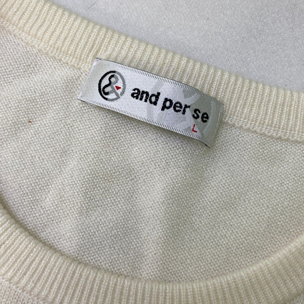 サイズ：L AND PER SE アンパスィ  ウール混 長袖ニットセーター  ホワイト系 [240101438235] ゴルフウェア レディース ストスト サイズ：L AND PER SE アンパスィ ウール混 長袖ニットセーター