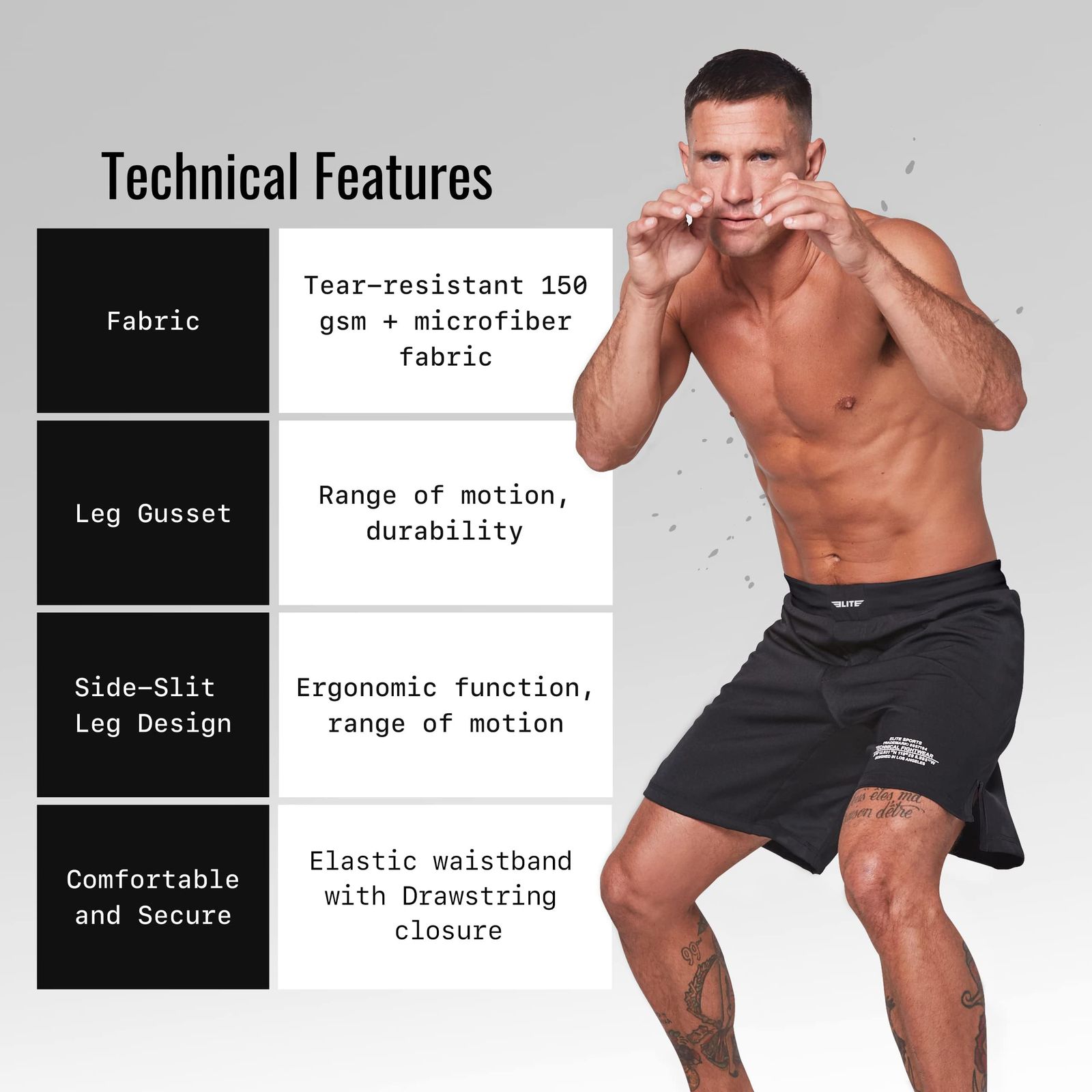 新しいアイテムEliteスポーツブラックジャックシリーズファイトショーツUFC MMA、BJJ、ムエタイ、抱く、no-gi、キックボクシング、ボクシングショーツ L ブラック [ブラック] [L]