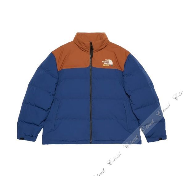 GUCCI × THE NORTH FACE グッチ ノースフェイス ダウン ジャケット コラボ フード付 メンズ 新品 ☆ 4383 ブラウン ×  ブルー K393-S.. - メルカリ