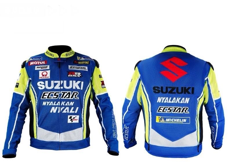 スズキ風 メッシュプロテクター付きライディングジャケット 通気性抜群 春夏用 バイクウェア メンズ