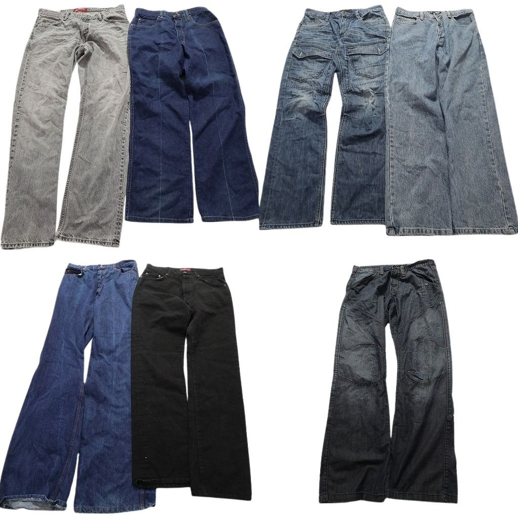 古着卸 デニム パンツ 7枚セット メンズ 34 |33 |32 ブラック インディゴブルー フェード アメカジ 古着 NA5925