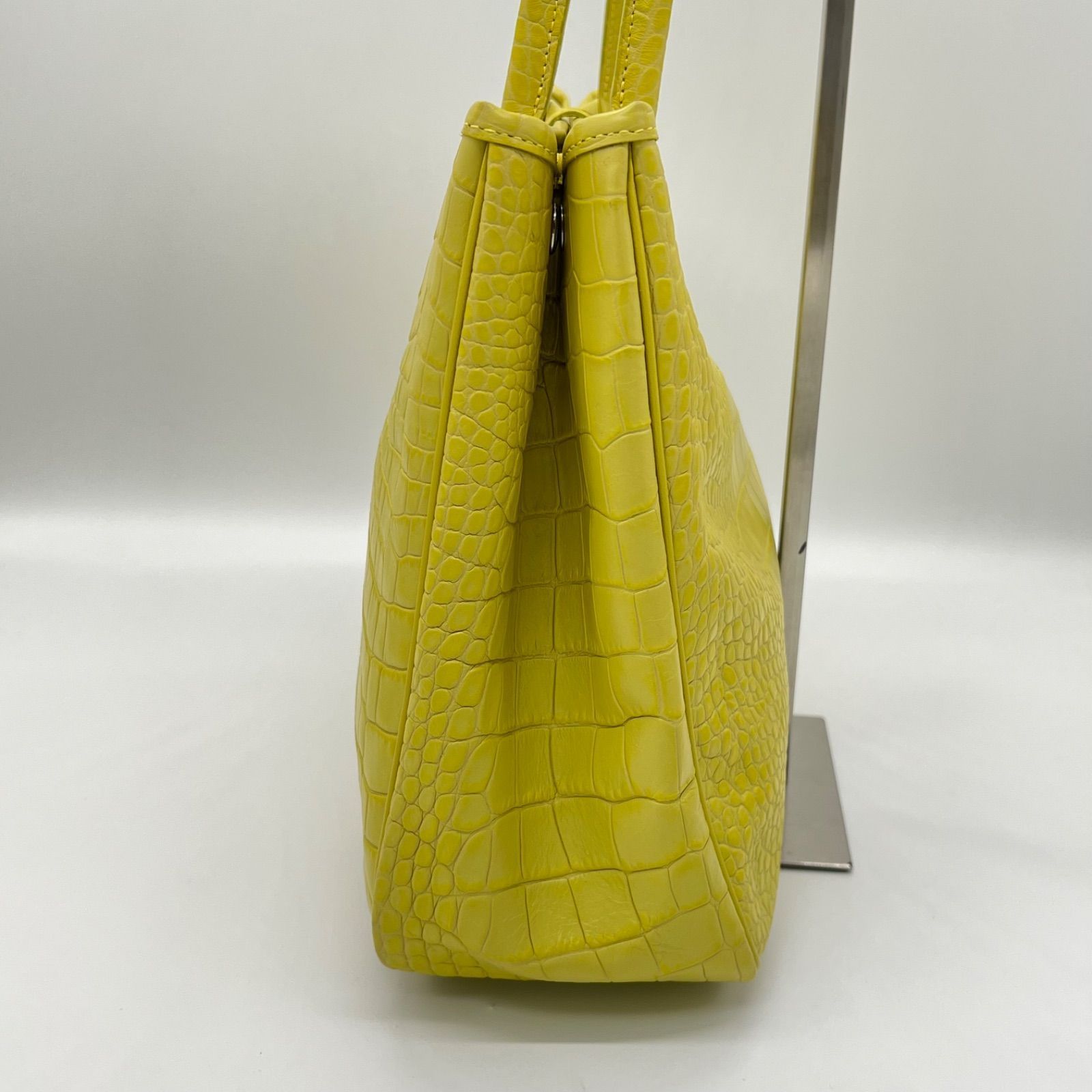 ✨️美品✨️LONGCHAMP ロゾ クロコ型押し トートバッグ イエロー 