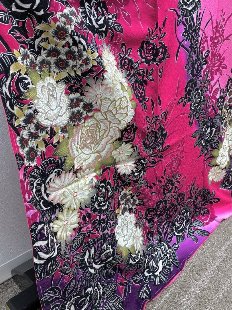 振袖 仮絵羽 舞台衣装 銀通し 金彩 グリッター箔 正絹 未仕立て品 八掛